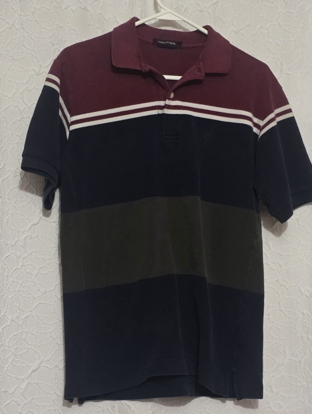Nautica Men's Short Sleeve Color Block Polo Shirt Size M